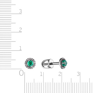 Серьги Пусеты из белого золота с бриллиантами и изумрудами