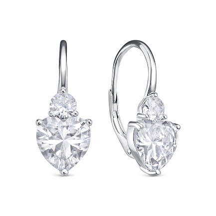 Серьги с английским замком из серебра с фианитами