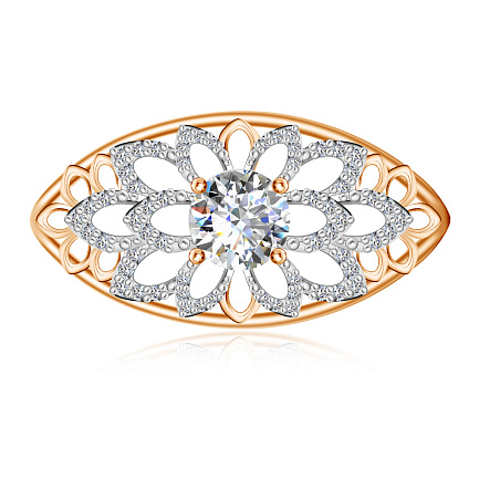 Кольцо из красного золота с фианитом