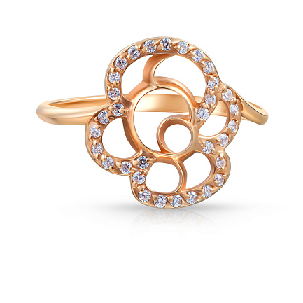 Кольцо из красного золота с фианитом