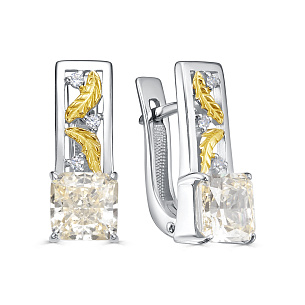 Серьги с английским замком из серебра с фианитами