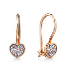 Серьги детские из красного золота с фианитом