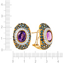 Серьги из желтого золота с бриллиантами, аметистами