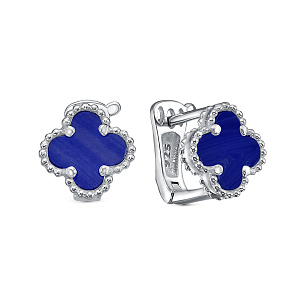 Серьги с английским замком из серебра с лазуритом