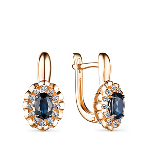 Серьги с английским замком из красного золота с бриллиантом