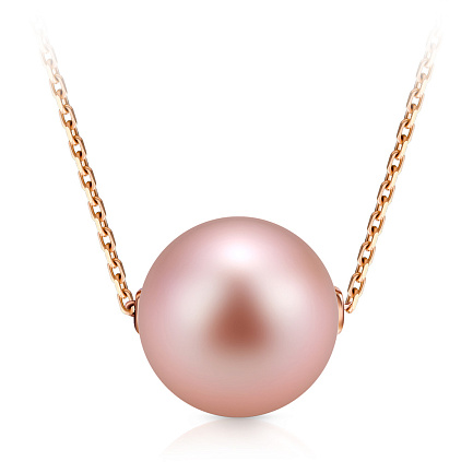 Колье из красного золота с жемчугом, плетение якорное