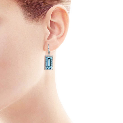 Серьги с английским замком из белого золота с бриллиантами