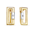 Серьги с английским замком из желтого золота с бриллиантами