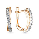 Серьги с английским замком из красного золота с бриллиантами