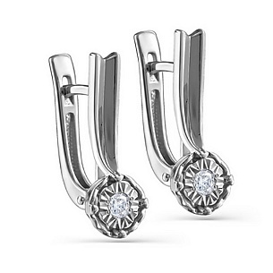 Серьги с английским замком из белого золота с бриллиантами
