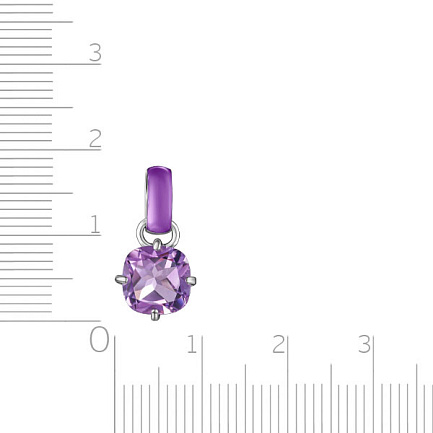 Подвеска из серебра с аметистом, эмалью