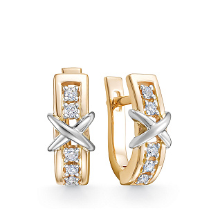 Серьги из красного золота с бриллиантом