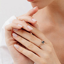 Кольцо из красного золота с бриллиантами, сапфиром