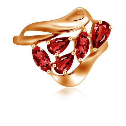 Кольцо из красного золота с гранатом