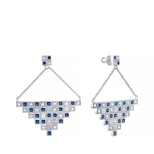 Пусеты из серебра с фианитом