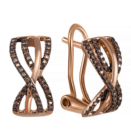 Серьги из красного золота с бриллиантами