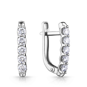 Серьги с английским замком из белого золота с бриллиантами