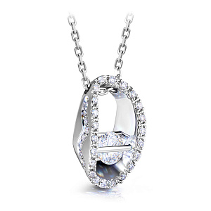 Колье из белого золота с бриллиантами, плетение якорное