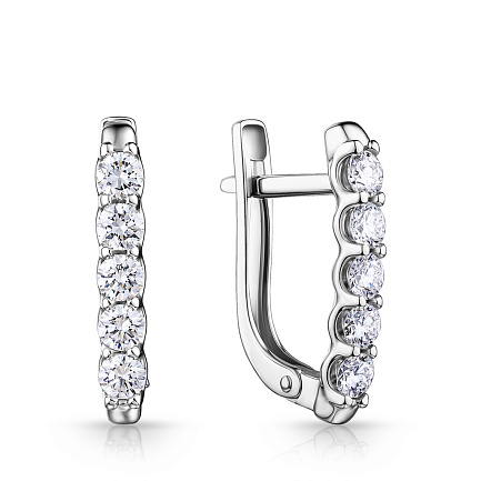 Серьги с английским замком из белого золота с бриллиантами