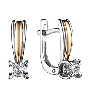 Серьги с английским замком из белого золота с бриллиантами