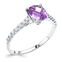 Кольцо из серебра с аметистом, фианитами