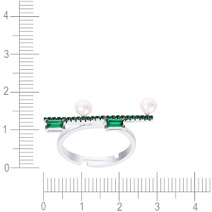 Кольцо из серебра с жемчугом, фианитом