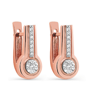 Серьги с английским замком из красного золота с бриллиантами