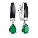 Серьги с английским замком из серебра с агатами