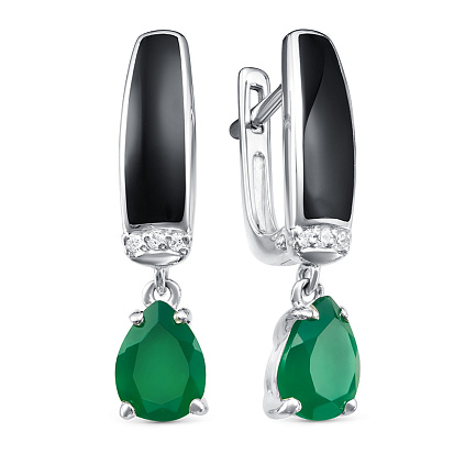 Серьги с английским замком из серебра с агатами