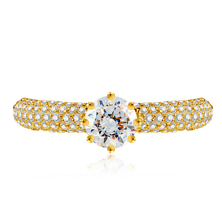 Кольцо из желтого золота с фианитом