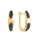 Серьги с английским замком из желтого золота с бриллиантами