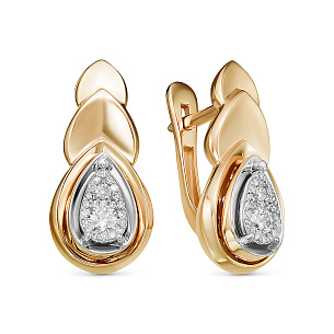 Серьги из красного золота с бриллиантом