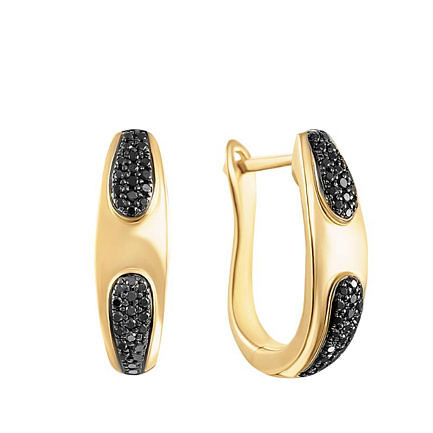 Серьги с английским замком из желтого золота с бриллиантами