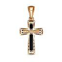 Крест из красного золота с фианитами