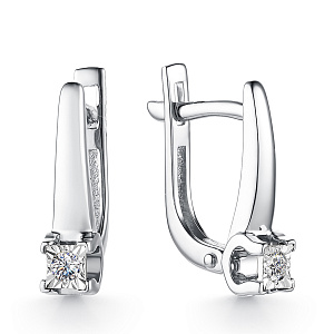 Серьги с английским замком из белого золота с бриллиантами