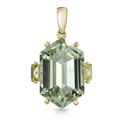 Подвеска из желтого золота с хризолитом