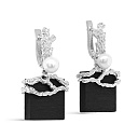 Серьги с английским замком из серебра с жемчугом