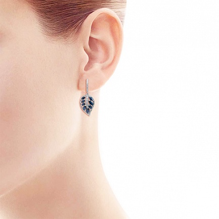 Серьги с английским замком из белого золота с бриллиантами