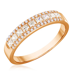 Кольцо из красного золота с фианитом