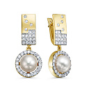 Серьги с английским замком из желтого золота с бриллиантами