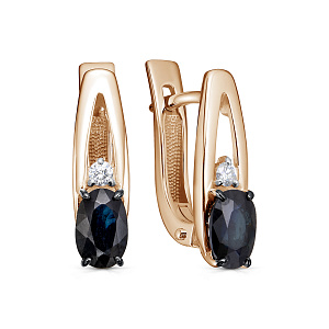 Серьги с английским замком из красного золота с бриллиантами