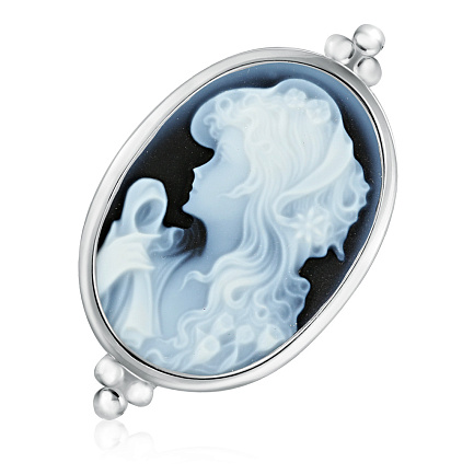 Брошь из серебра с агатом