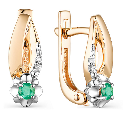 Серьги из красного золота с изумрудами