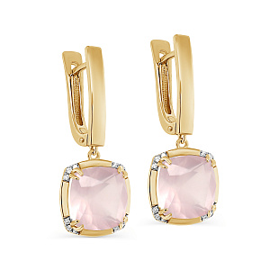 Серьги с английским замком из желтого золота с бриллиантами