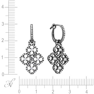 Серьги с английским замком из черненого золота с бриллиантами