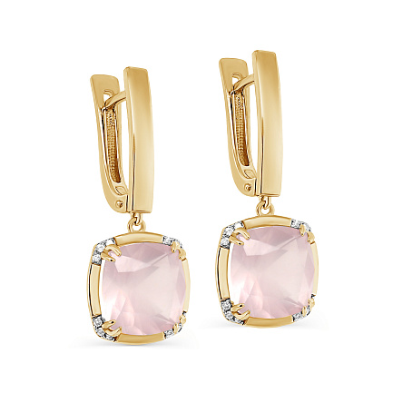 Серьги с английским замком из желтого золота с бриллиантами