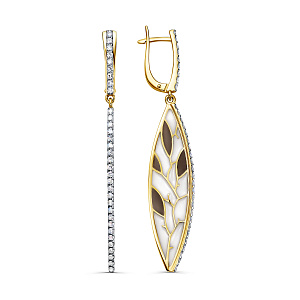 Серьги с английским замком из желтого золота с бриллиантами