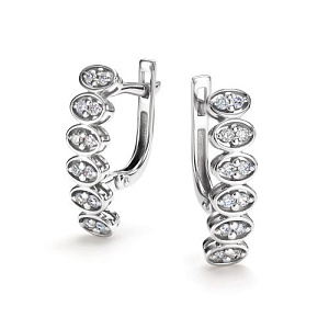 Серьги с английским замком из белого золота с бриллиантами