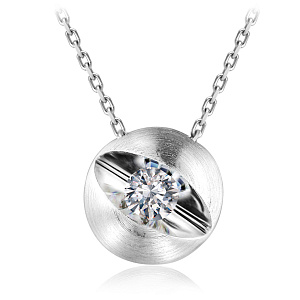 Колье из белого золота с бриллиантом, плетение якорное