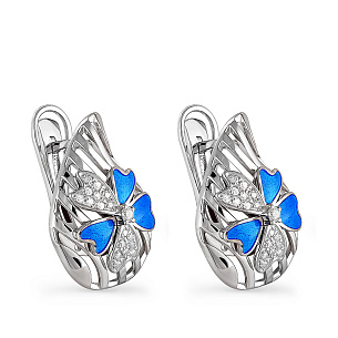 Серьги с английским замком из серебра с фианитами